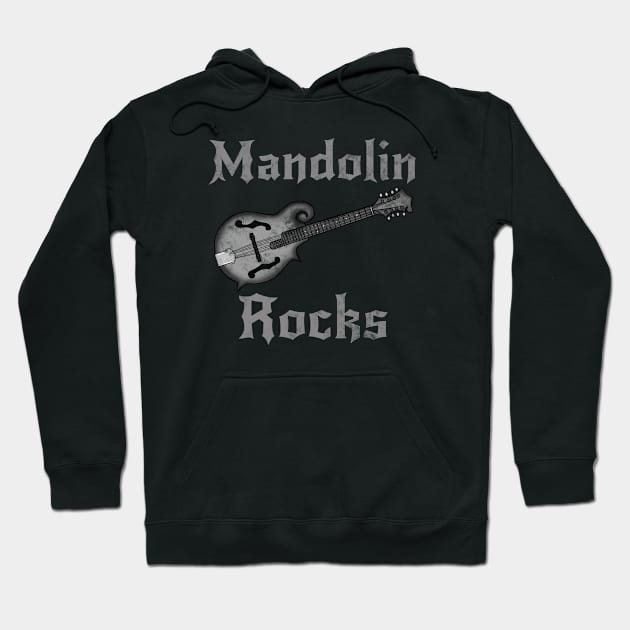 Mandolin Rocks, Mandolinist Goth Heavy Rock Musician Hoodie by doodlerob